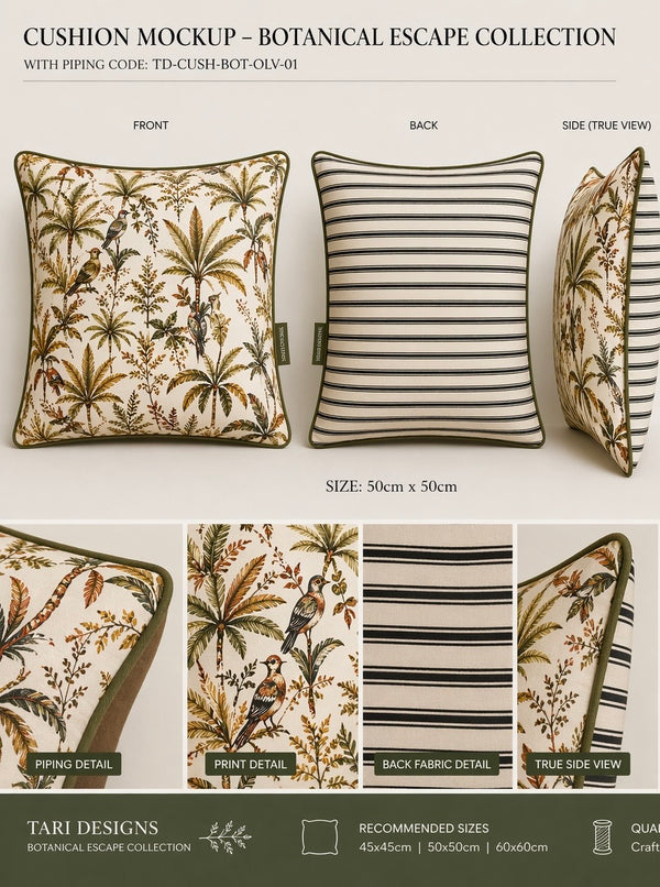 Palm Botanical Linen Cushion Cover
